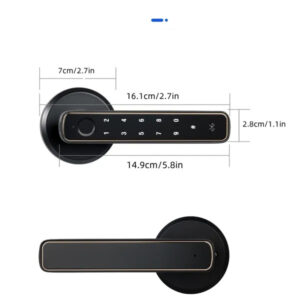 Tuya Fingerprint Door Lock With Lock Smart Fingerprint Door Handle With App Control And Key Biometric Door Lock, Fingerprint Door Lock For Bedroom, Front Door, Home, Apartment, Office And Garage Black