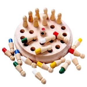 Memory Chess Game for kids – wooden memory matching board game with colorful pegs